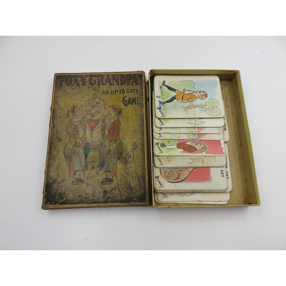 Antique Foxy Grandpa Card Game Bunny Carl E Schultze Up To Date Game Vintage Box